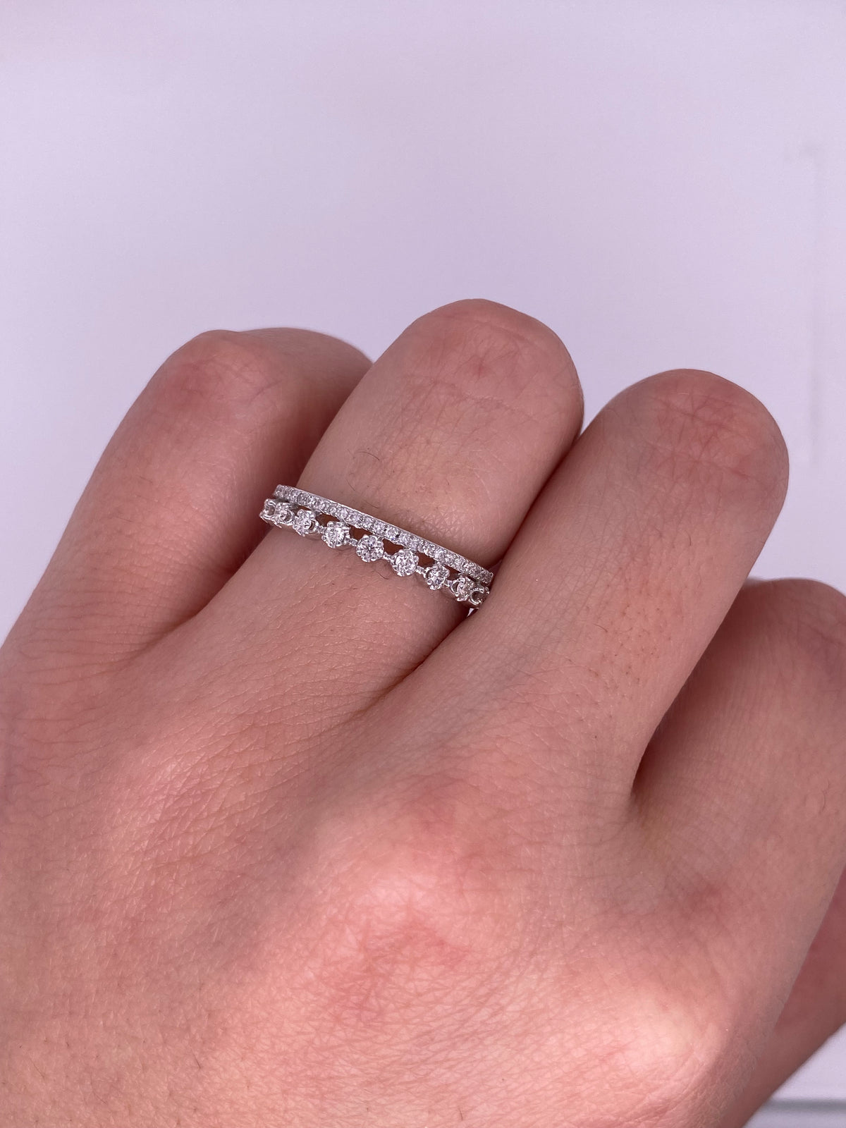 A0170 - Anillo doble fila diamantes redondos