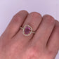 A0007 - Anillo zafiro rosa con halo brillantes