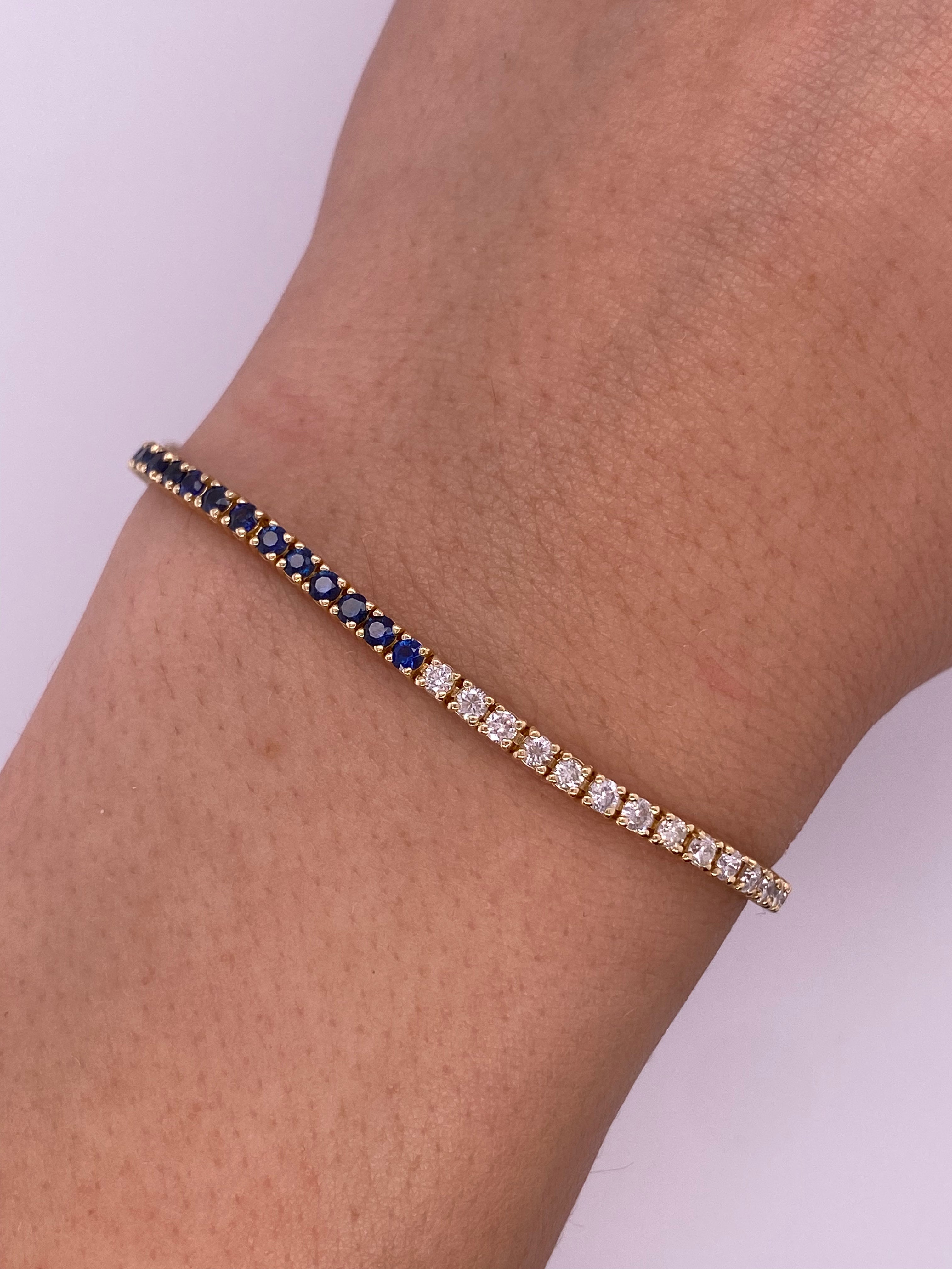 P0105 - Pulsera tennis mitad brillante mitad zafiro