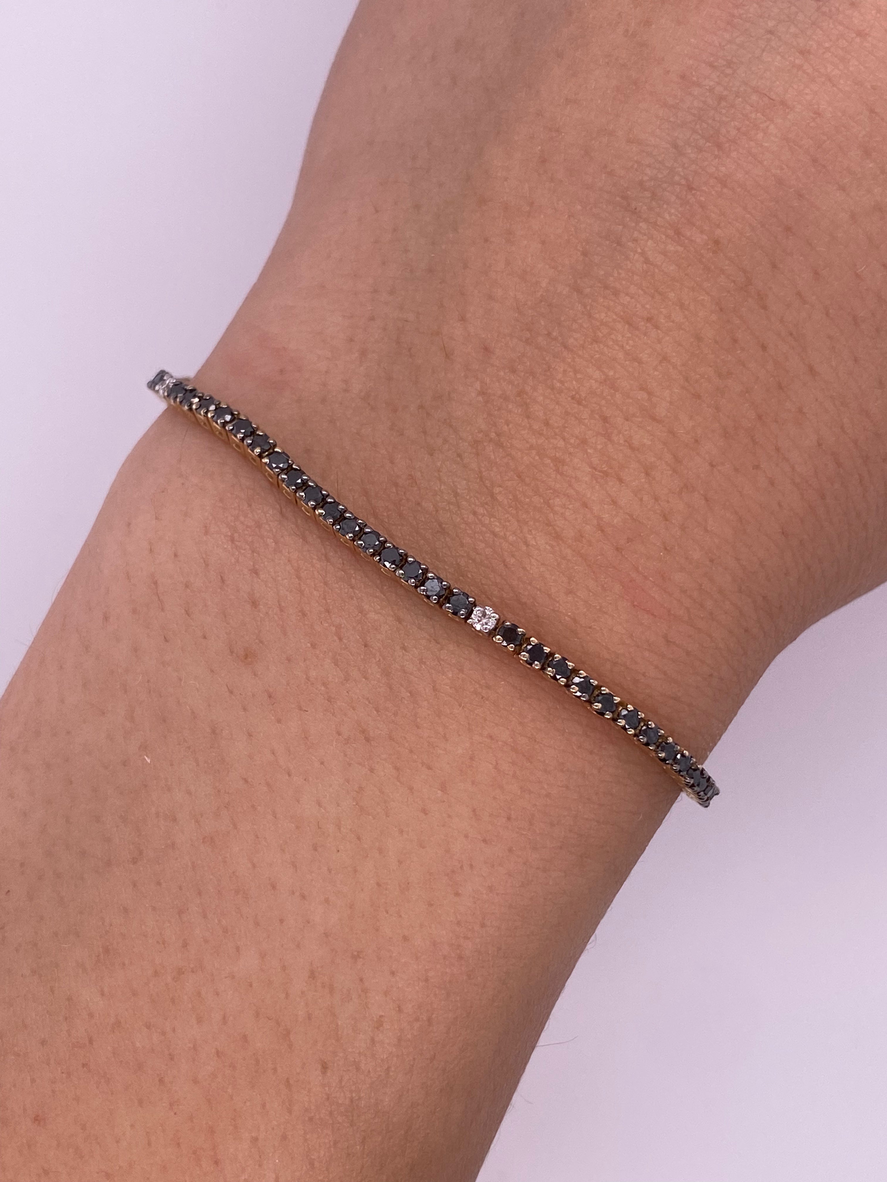 P0093 - Pulsera tennis diamante negro con diamantes