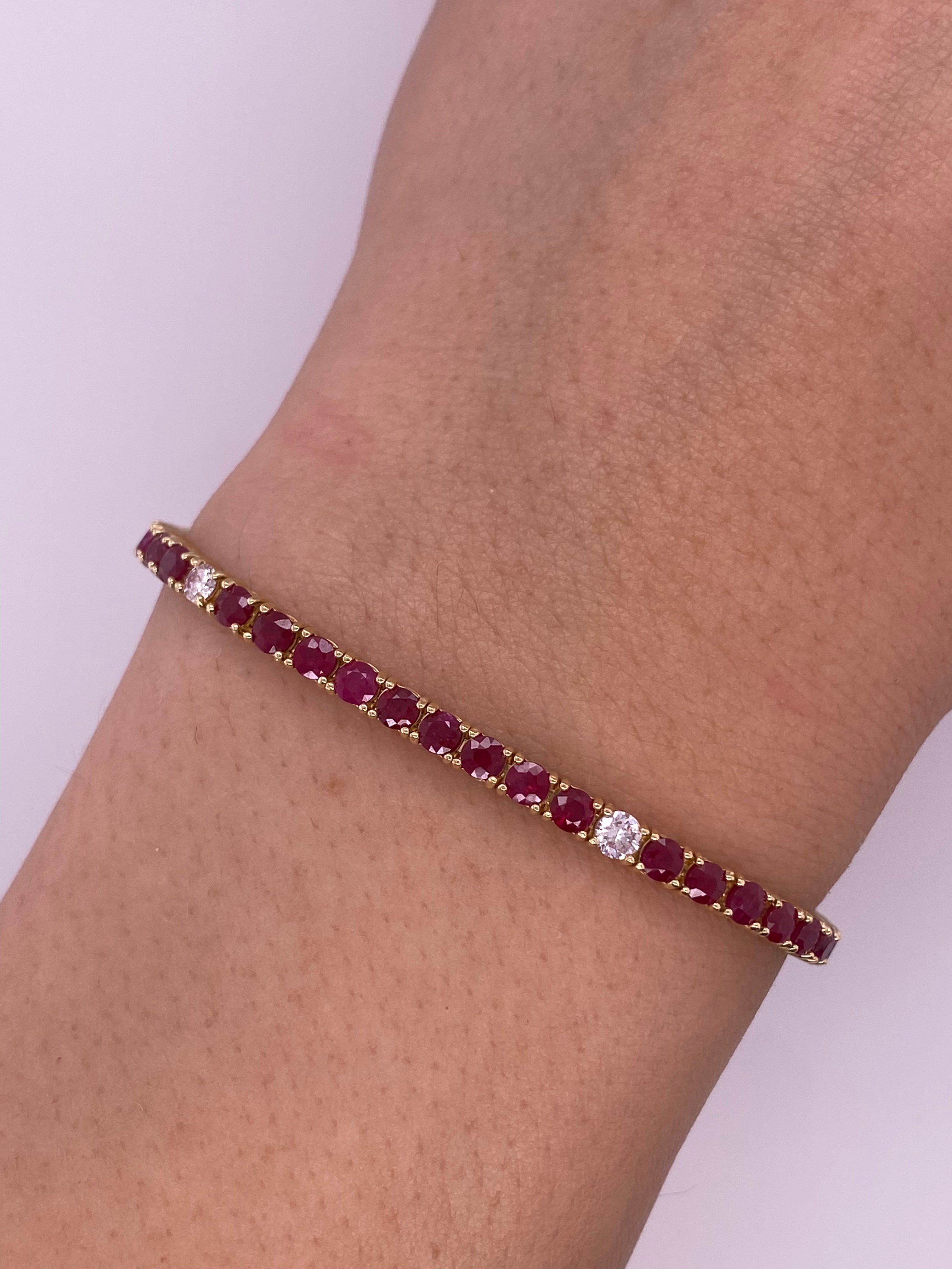 P0048 - Pulsera tennis de rubí con diamantes