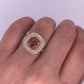 A0033 - Anillo turmalina corte cushion con halo de pave