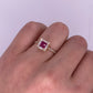 A0002 - Anillo Rubí con halo baguettes