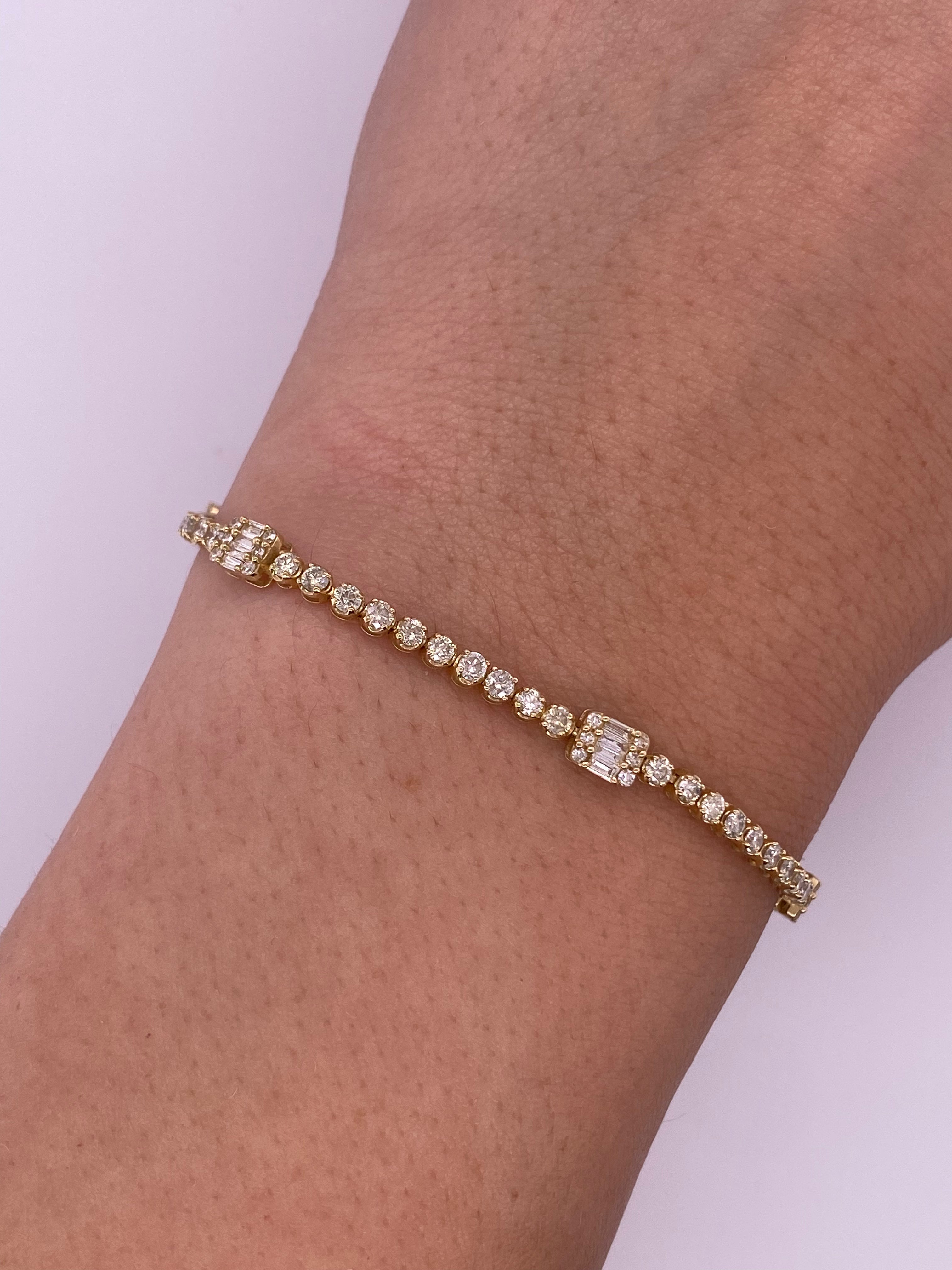 P0186 - Pulsera tennis con baguettes rectangulares