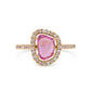 A0007 - Anillo zafiro rosa con halo brillantes