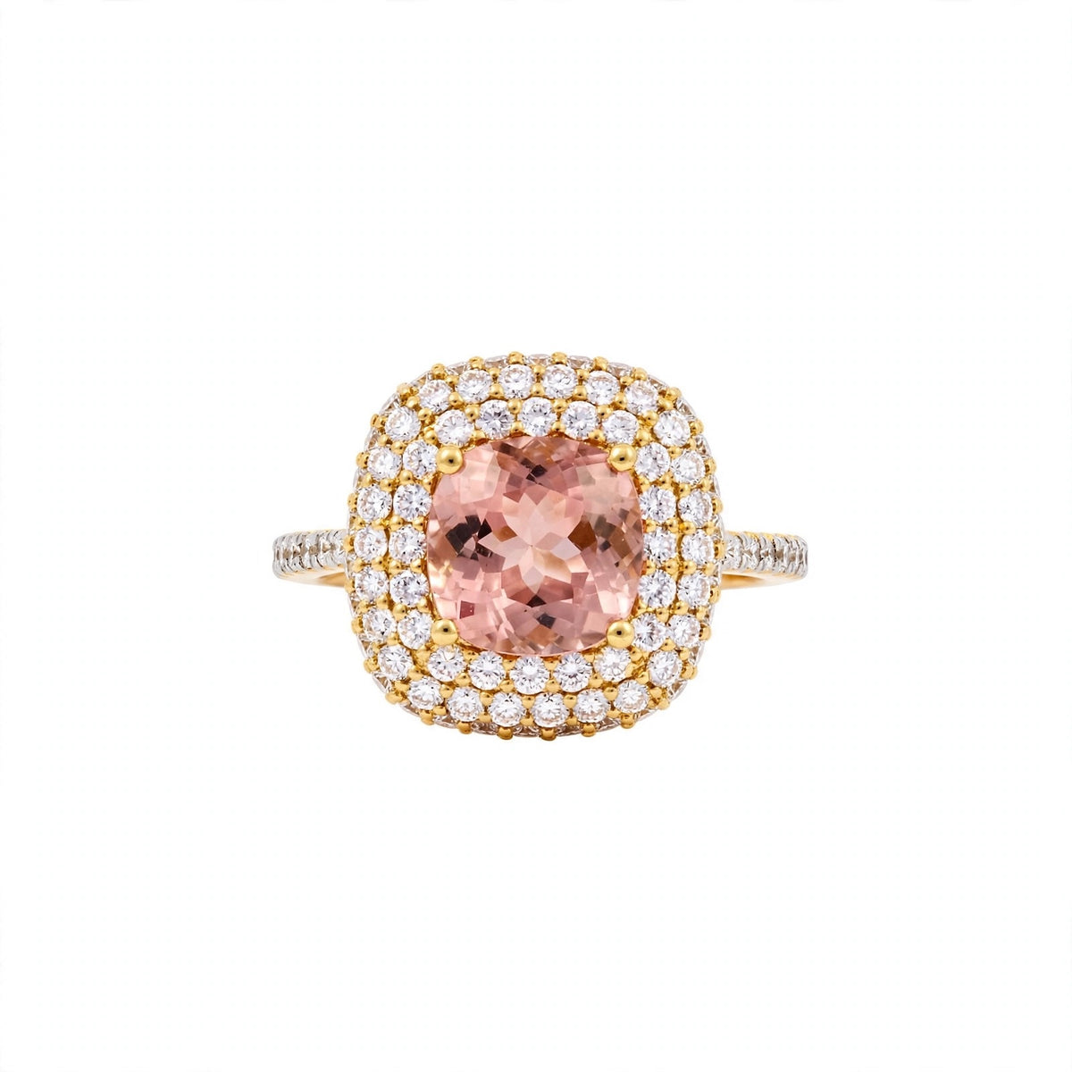 A0033 - Anillo turmalina corte cushion con halo de pave