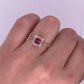 A0002 - Anillo Rubí con halo baguettes