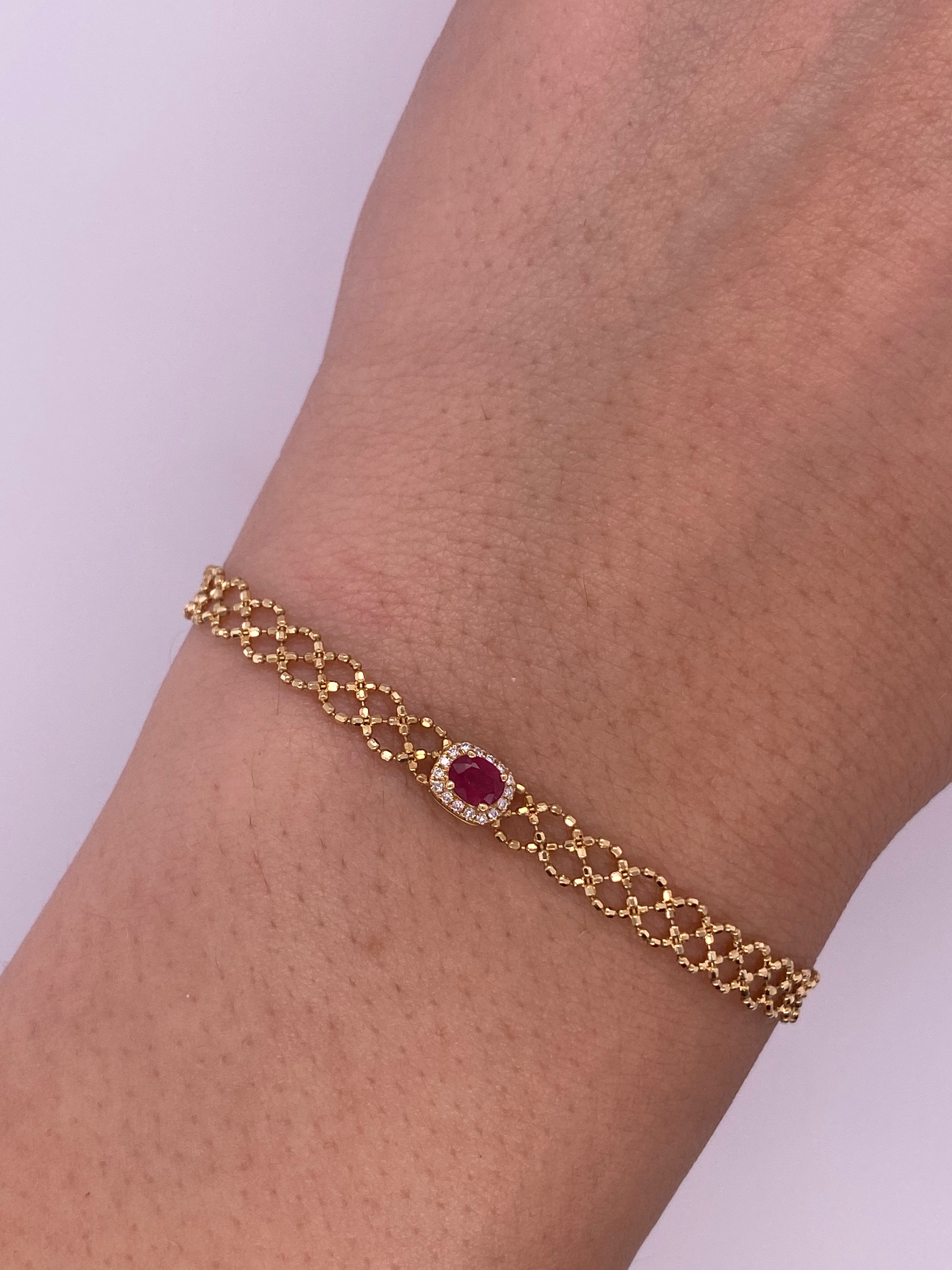 P0188 - Pulsera cadena con rubí