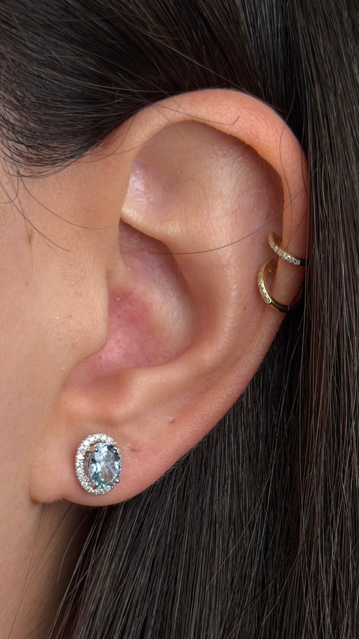 R0218 - Studs aguamarina con halo