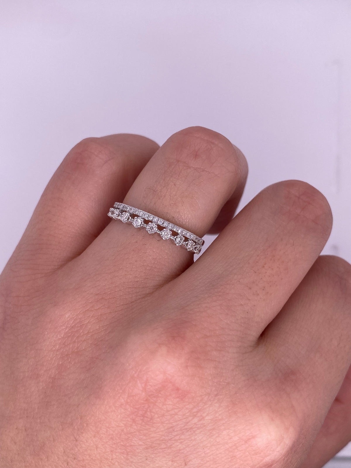A0170 - Anillo doble fila diamantes redondos