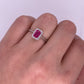 A0004 - Anillo rubí con halo de brillantes