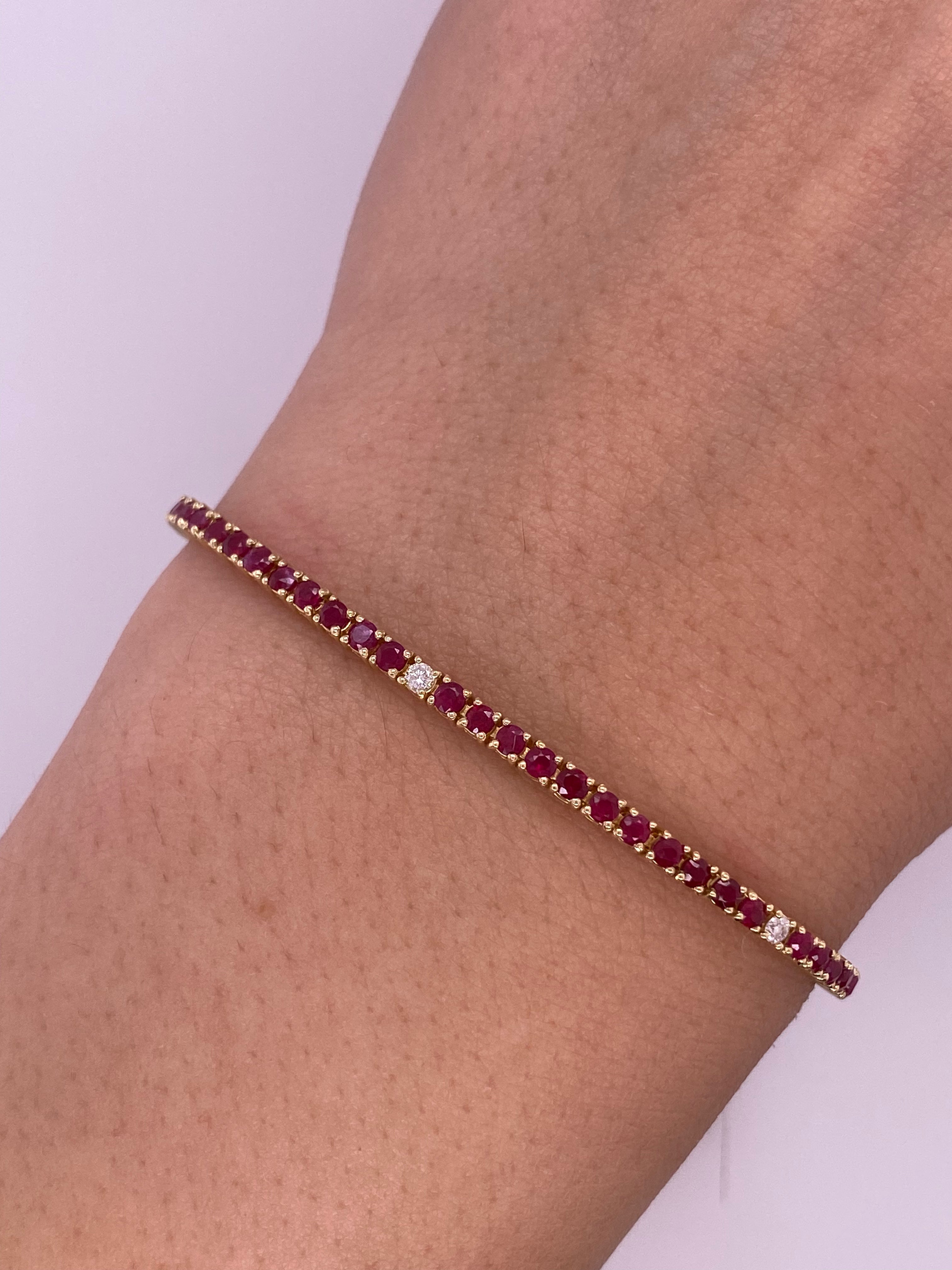 P0066 - Pulsera tennis de rubí con diamantes
