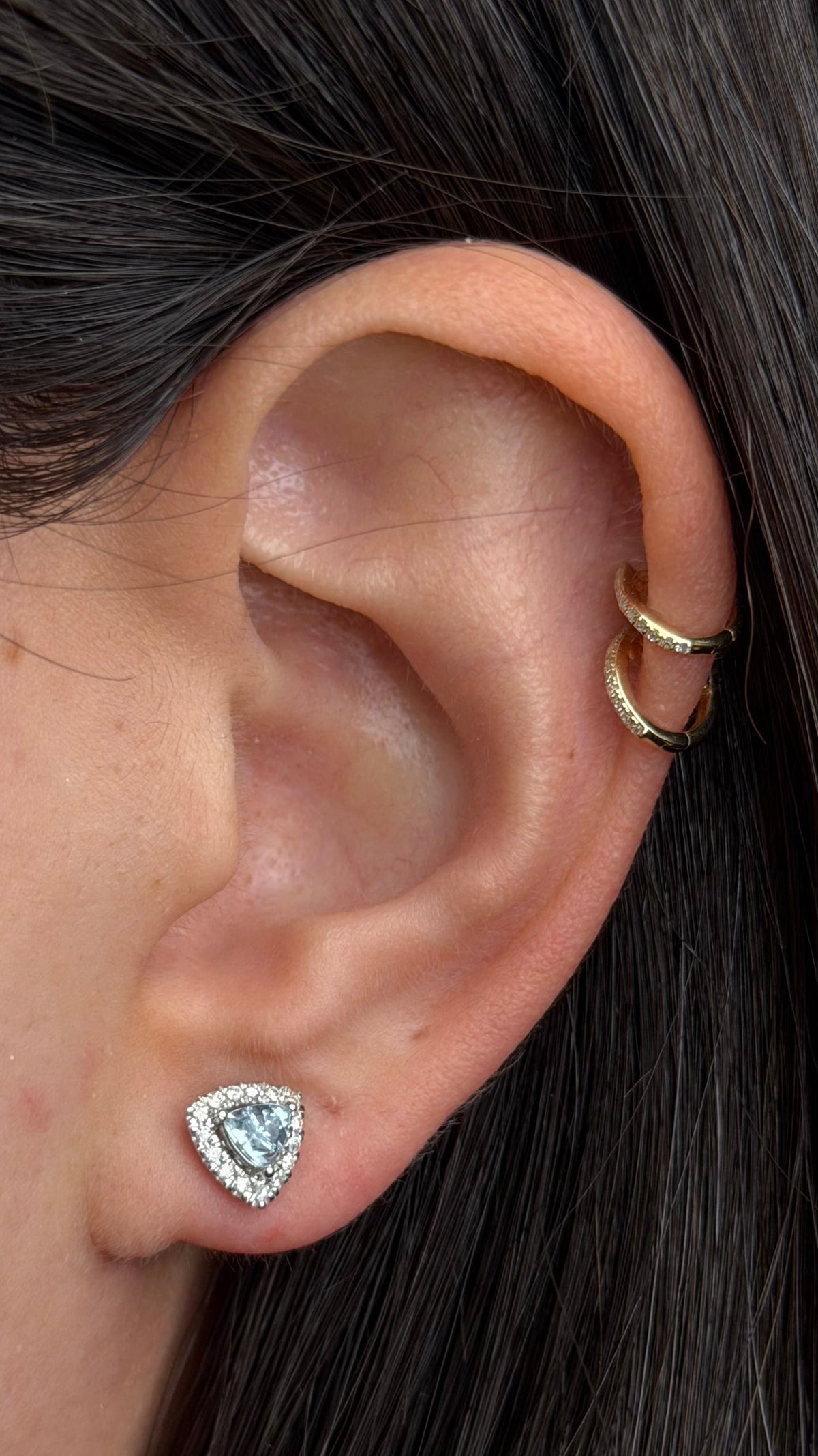 R0185 - Studs trillion aguamarina con halo