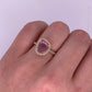A0007 - Anillo zafiro rosa con halo brillantes