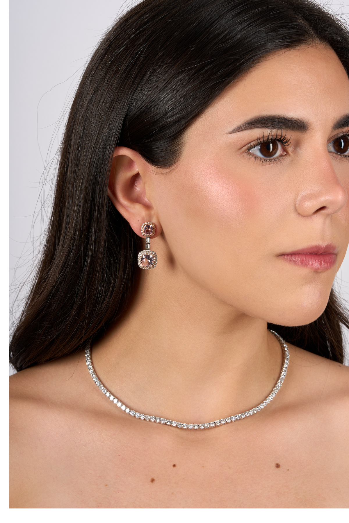 R0447 - Aretes colgantes baguette y morganita