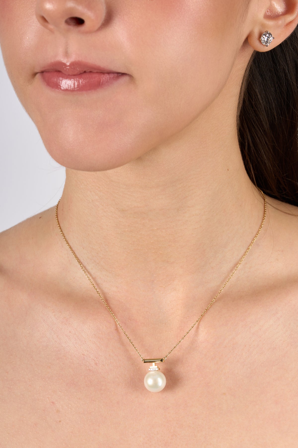 C0008 - Collar barrita con perla y diamantes