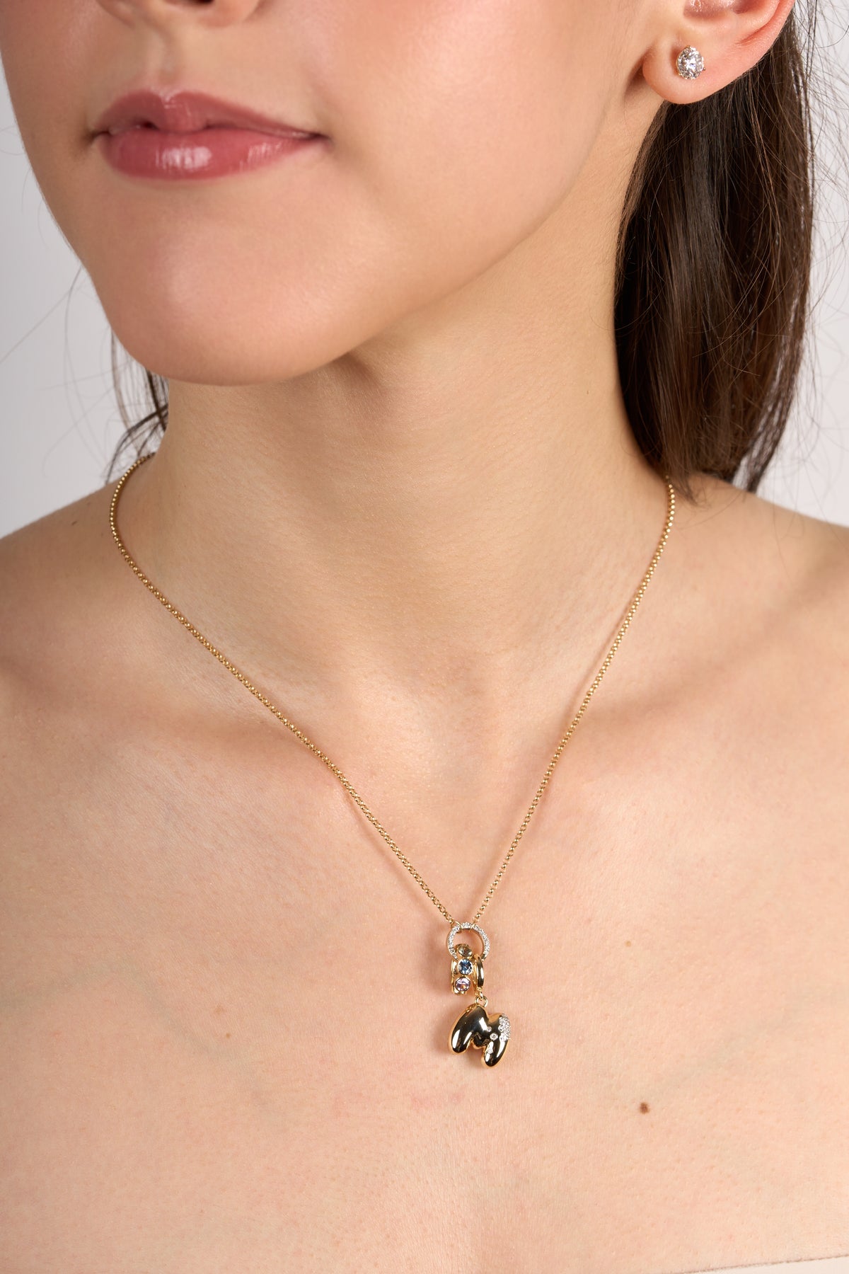 C0011 - Cadena con aro de diamantes para dijes