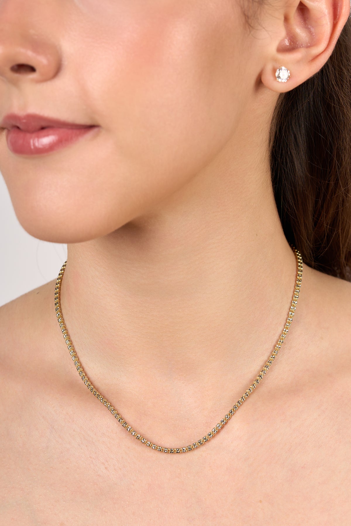 C0485 - Cadena ice chain oro amarillo con blanco