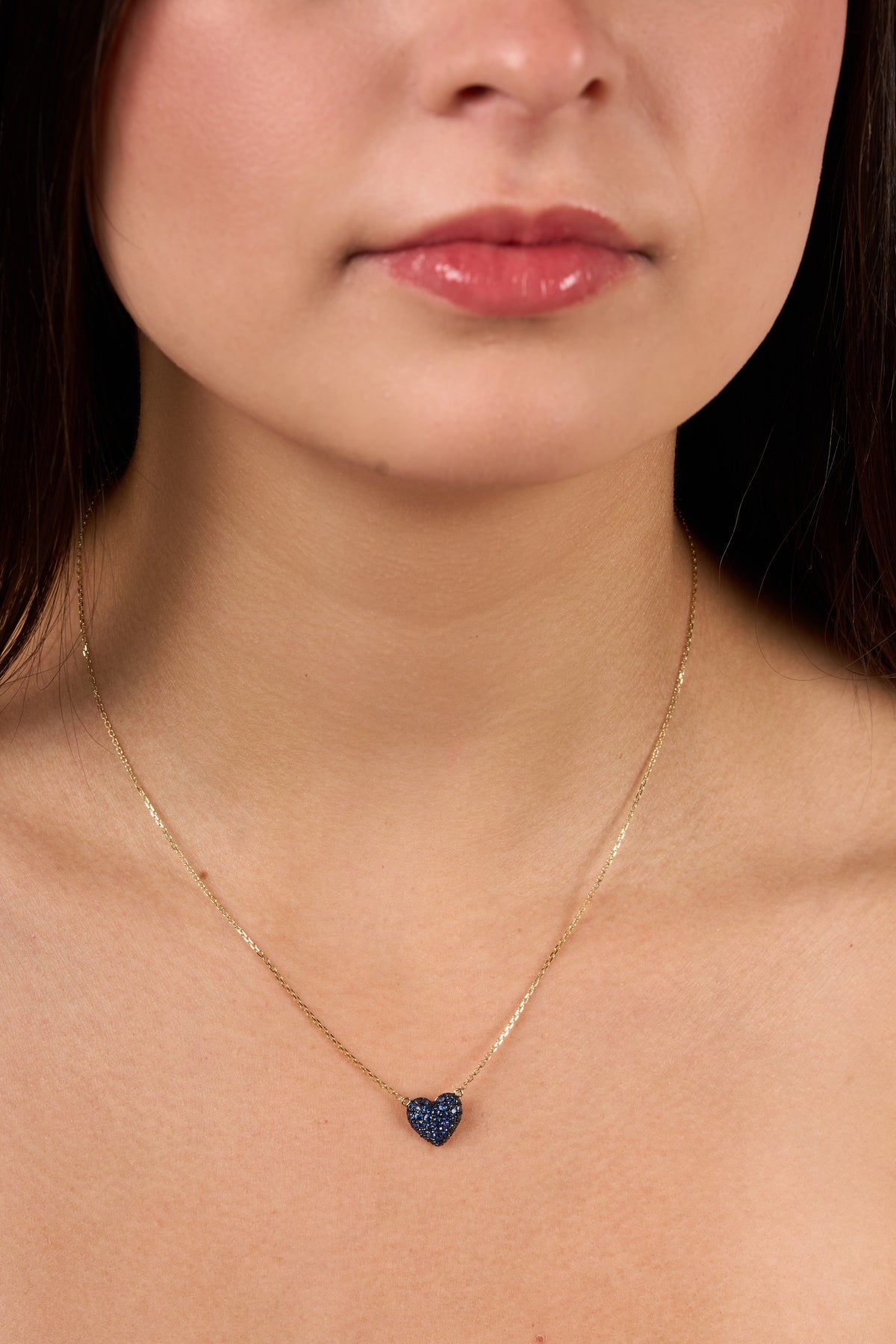 C0602 - Collar corazon chunky de zafiros