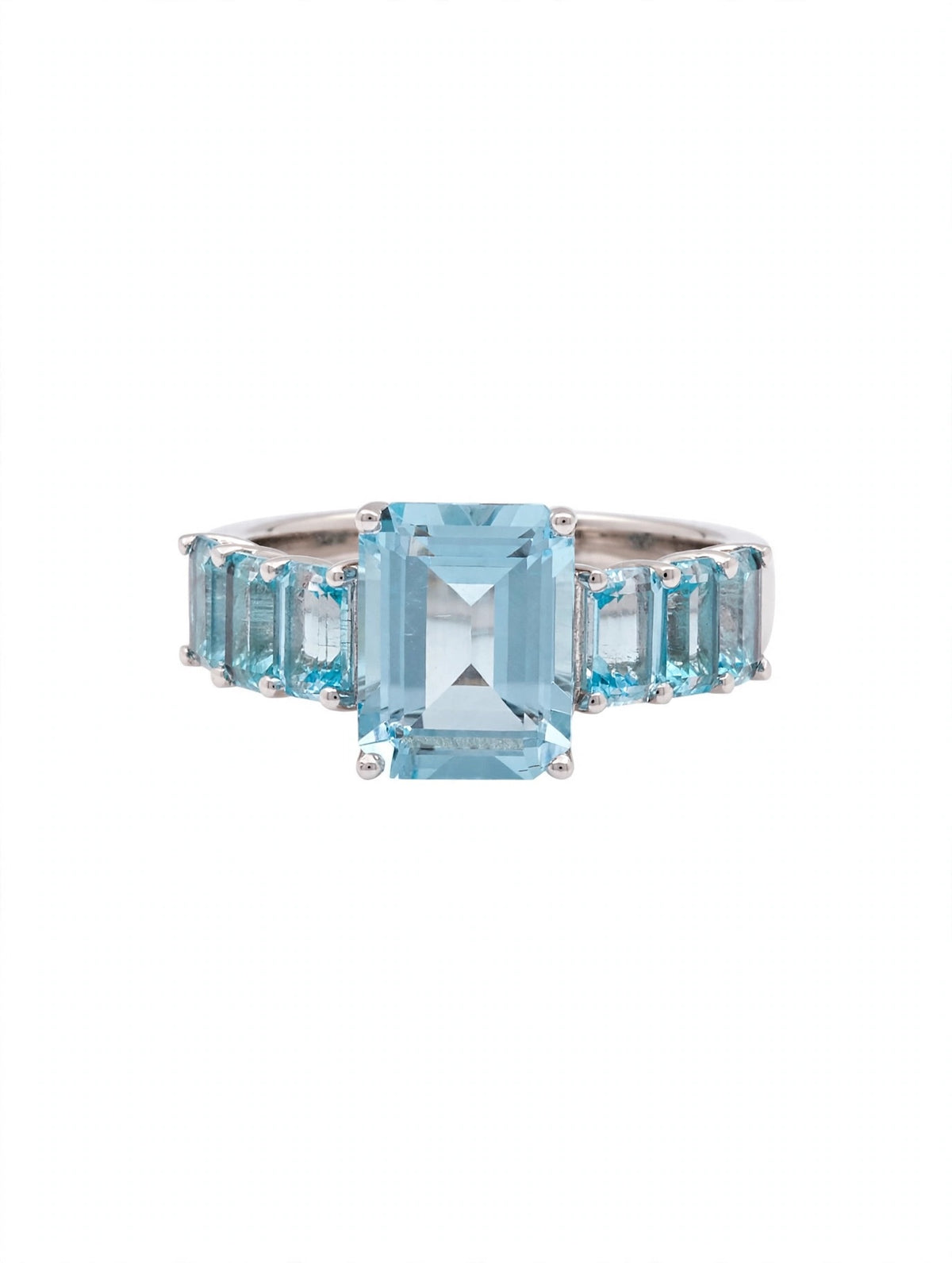 A0057 - Anillo siete piedras topacio azul